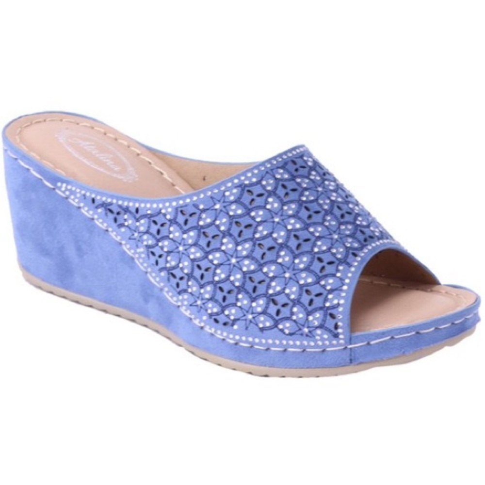 Italina Bright Fuchsia BarbieCore Slide In Wedge Heeled Comfort Mule - Picture 6 of 7